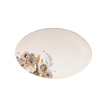Load image into Gallery viewer, Batik Beige Oval Serving Plate with Gold Rim (Big)