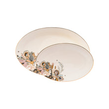 Load image into Gallery viewer, Batik Beige Oval Serving Plate with Gold Rim (Big)