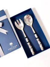 Load image into Gallery viewer, Batik Beige Salad Server Set ( Spoon and Fork )