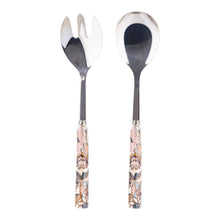 Load image into Gallery viewer, Batik Beige Salad Server Set  ( Spoon and Fork )
