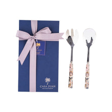 Load image into Gallery viewer, Batik Beige Salad Server Set  ( Spoon and Fork )
